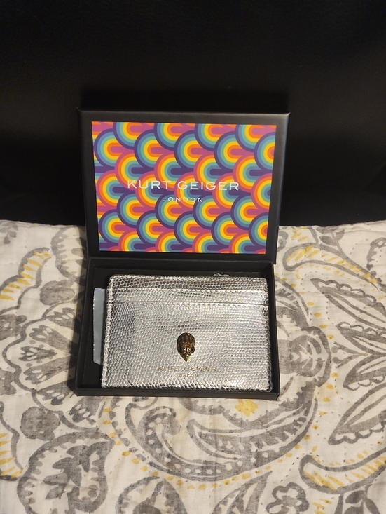 Kurt Geiger Accessories - Kurt Geiger Silver Metallic Card Holder with Eagle